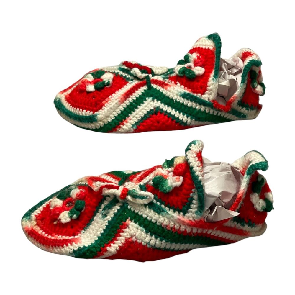 Multicolor Crochet Granny Christmas Holiday Handmade Boot Stockings 9" - Picture 2 of 6